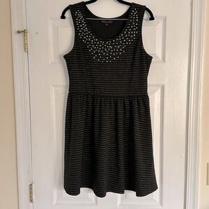 Black Holiday Dress with Gold and Silver Embellishment